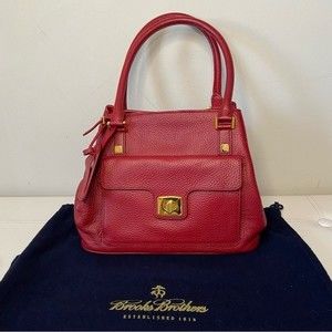 Brooks Brothers Red Pebbled Leather Shoulder Purse